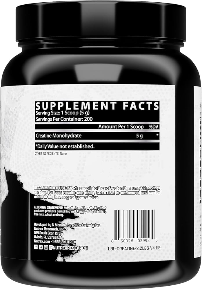 Creatina Monohidrato Nutrex 1 kg – 100% Micronizada