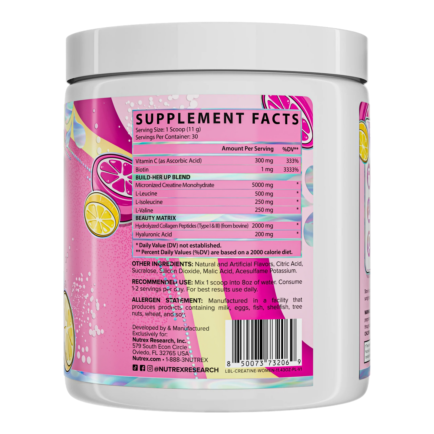 CREATINE FOR WOMEN – Pink Lemonade | 5g Creatina + 2g Colágeno + Beauty Matrix